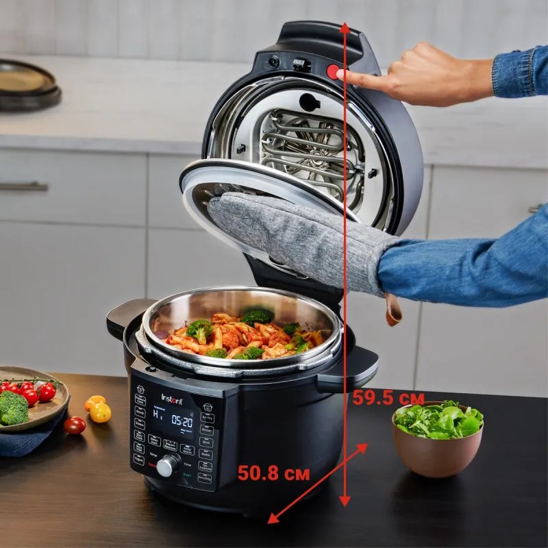Instant Pot Duo Crisp Ultimate Lid 140005901, 1500W, 6.2L, 11 programe, coș Ultimate Lid, EvenCrisp, negru