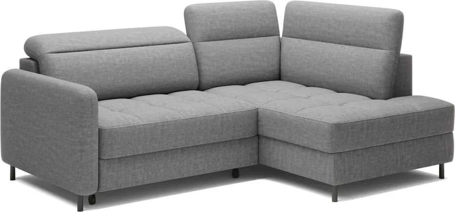 Colțar gri extensibil/cu spațiu de depozitare cu tapițerie din catifea (cu colț pe partea dreaptă/în formă de ”L”) Barea – ELTAP