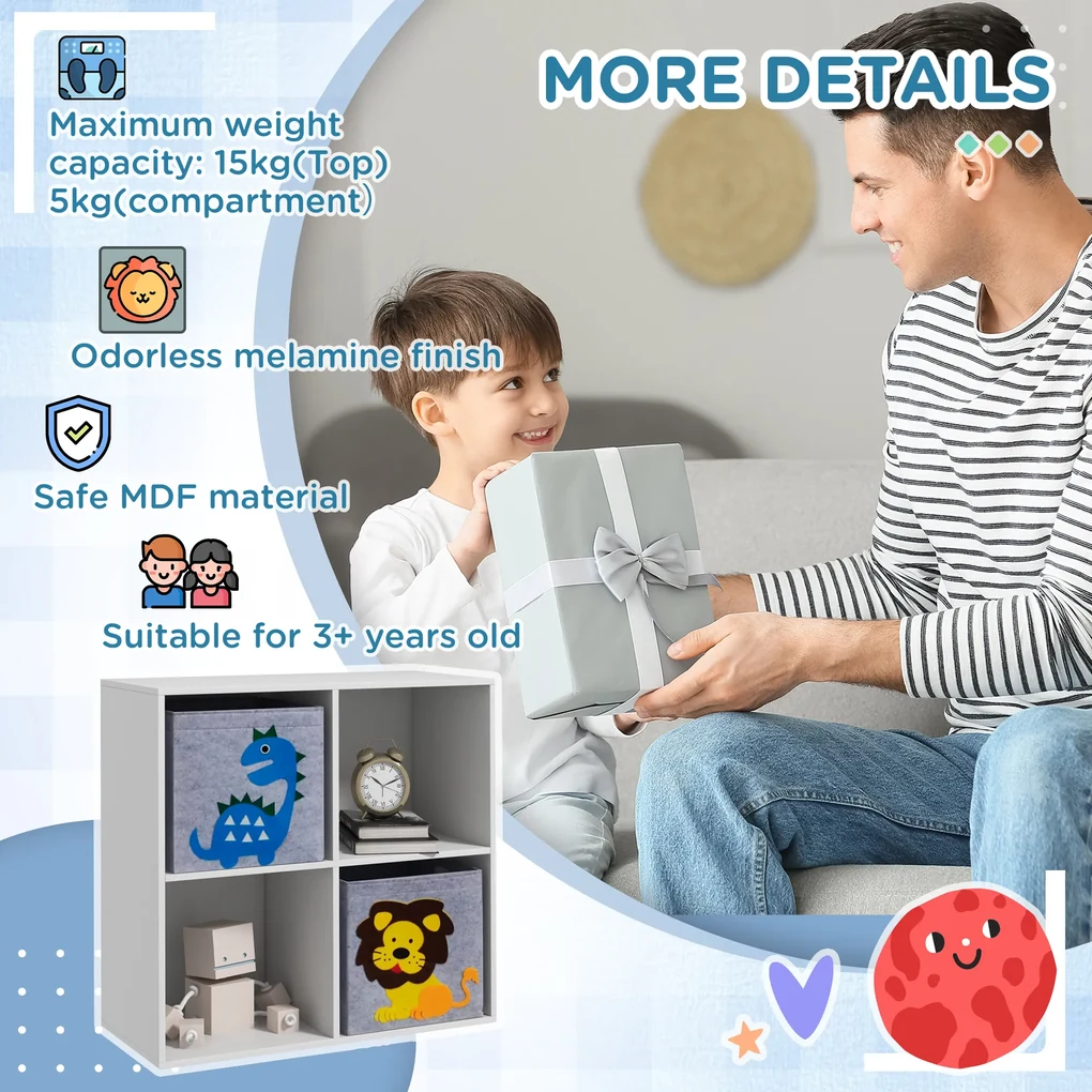 ZONEKIZ Cutii Depozitare Jucării cu 2 Sertare, Material Netesut, Alb | Aosom Romania