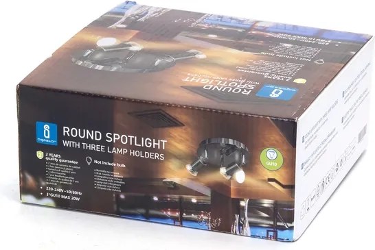 Aigostar - Corp de iluminat cu 3 spoturi GU10, 60W, 230V, crom lucios