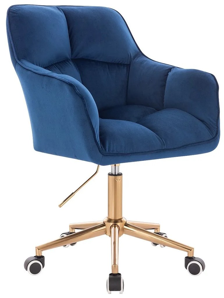 HR550K Scaun Bleumarin Catifea cu Bază Aurie