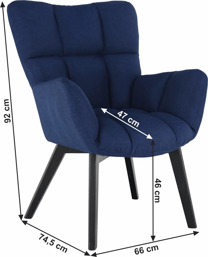 Fotoliu de design, albastru/negru, FONDAR