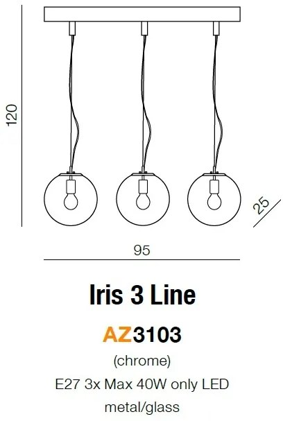 Lustra design modern Iris 3 line crom ZZ AZ3103