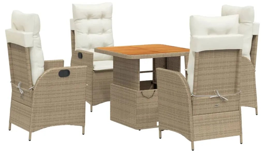 3277470 vidaXL Set mobilier de grădină cu perne, 5 piese, bej, poliratan