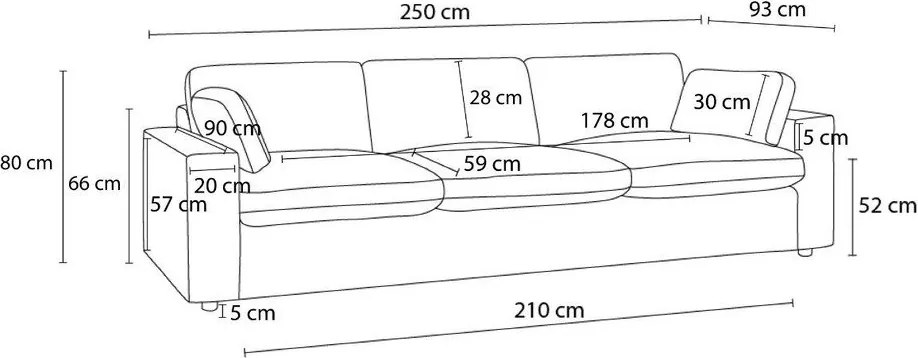 Canapea gri închis cu tapițerie din catifea reiată 250 cm Belair – Bobochic Paris