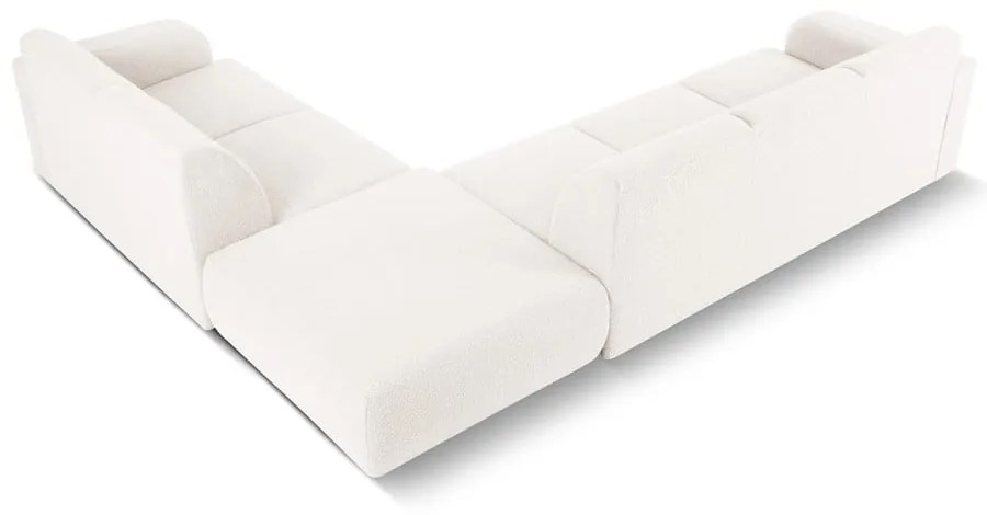 Colțar alb cu tapițerie din stofă bouclé (colț dreapta) Molino – Micadoni Home