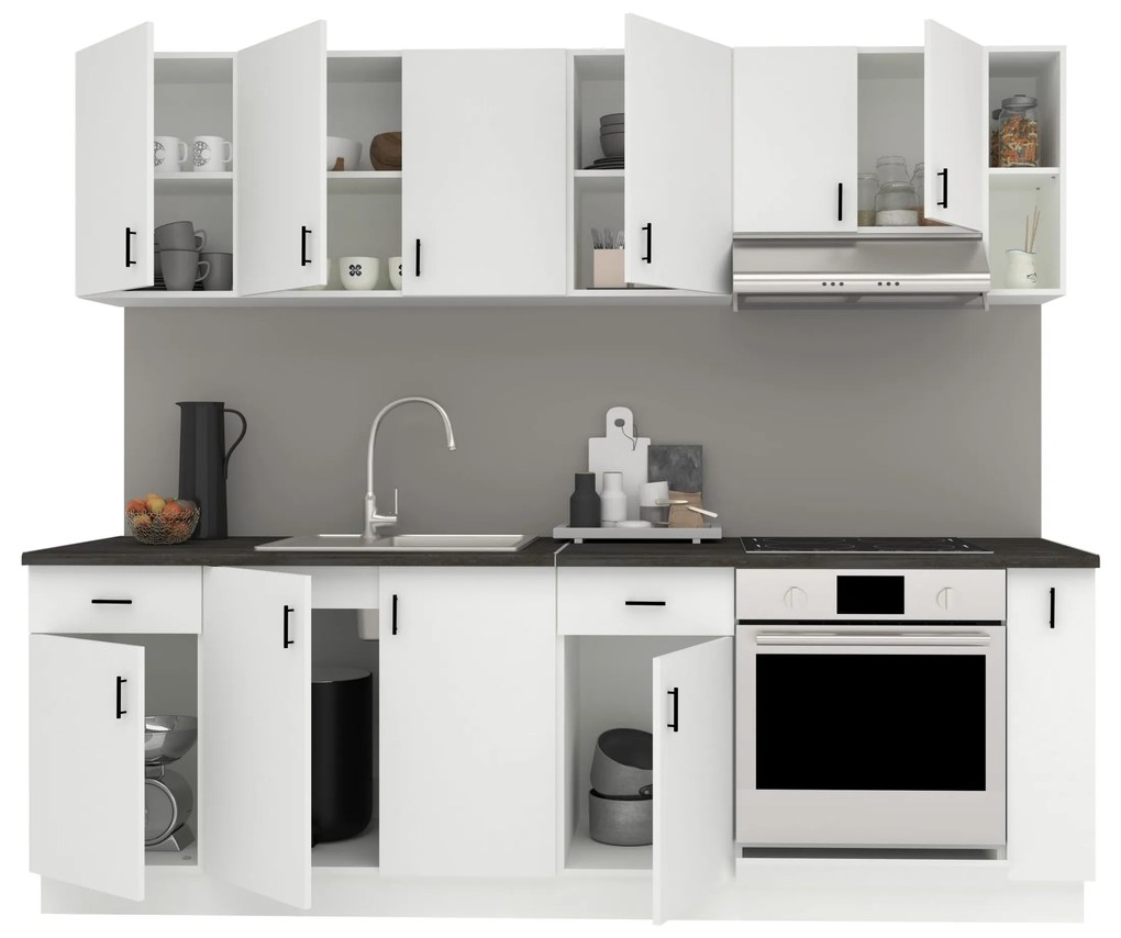 Set Bucatarie Karo V17, Alb, Blat Thermo 28 mm, L 240 cm