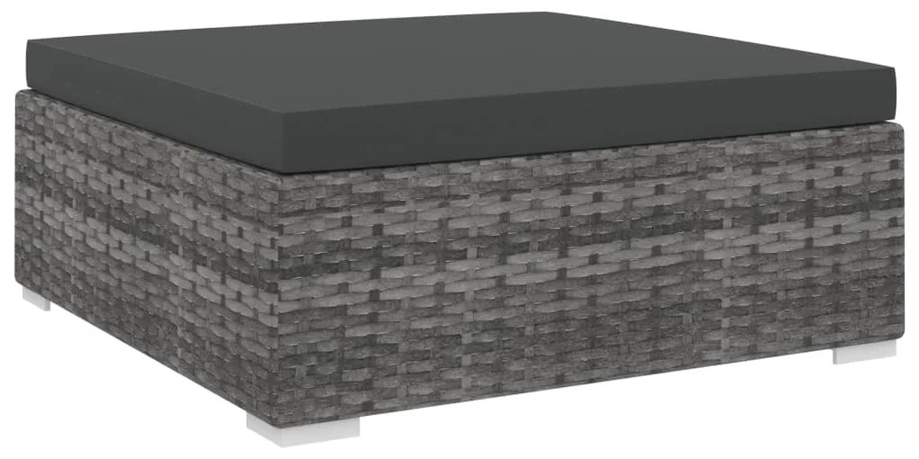 vidaXL Taburet modular, 1 buc., gri, poliratan, cu pernă