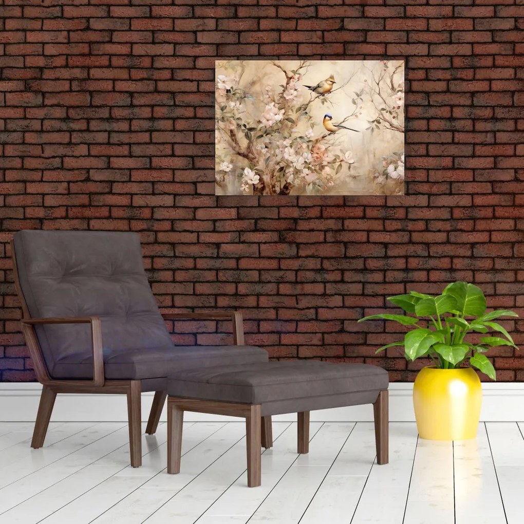 Tablou pe sticlă - Pictură de păsări de epocă II. (70x50 cm)