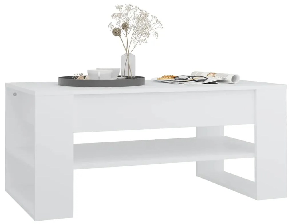 Masuta de cafea, alb, 102x55x45 cm, lemn prelucrat 1, Alb