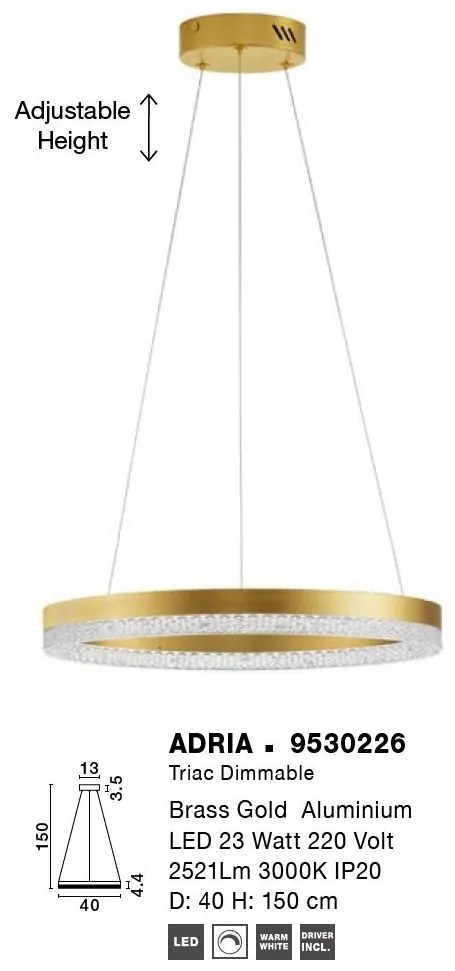 Lustra LED suspendata design elegant ADRIA D-40cm