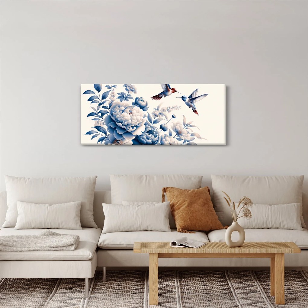 Tablou - Colibri deasupra florii (120x50 cm)