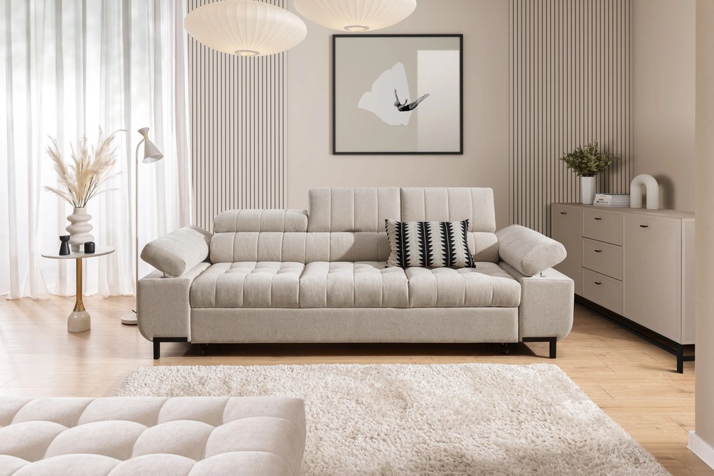 Canapea trei locuri cu funcție de dormit Tyrion - șenilă bej Vibe 08