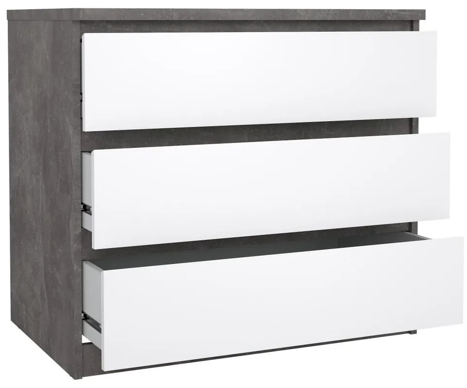 Comodă Simplicity 77 x 50 x 70 cm, gri / alb lucios
