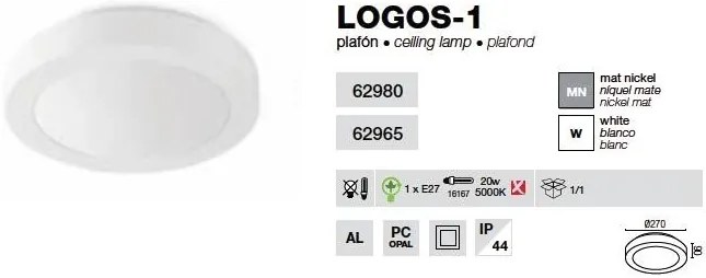 Plafonier baie IP44 Logos-1 62980