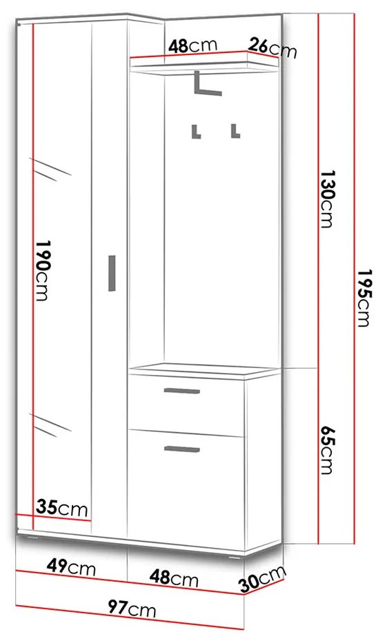 Mobilier hol Cless (Alb alpin) (cu oglindă). 1104705