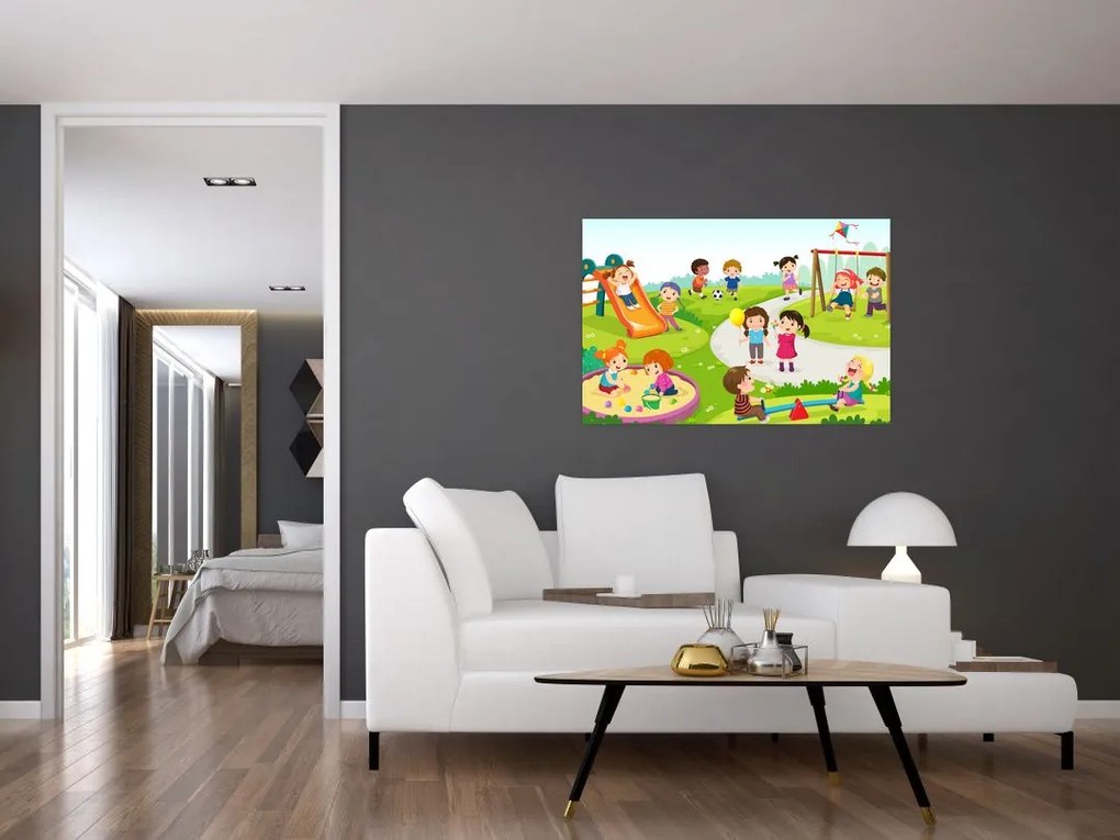 Tablou cu bucuriile copiilor în nisip (90x60 cm)