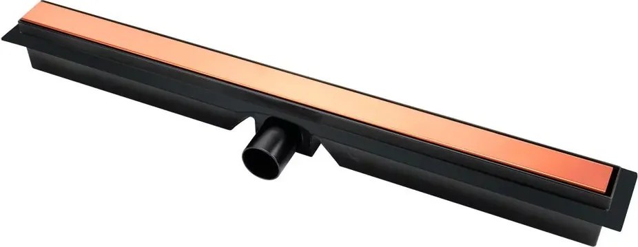 Set rigola slim pentru dus plus capac FDesign Kleome finisaj negru - rose gold 60 cm