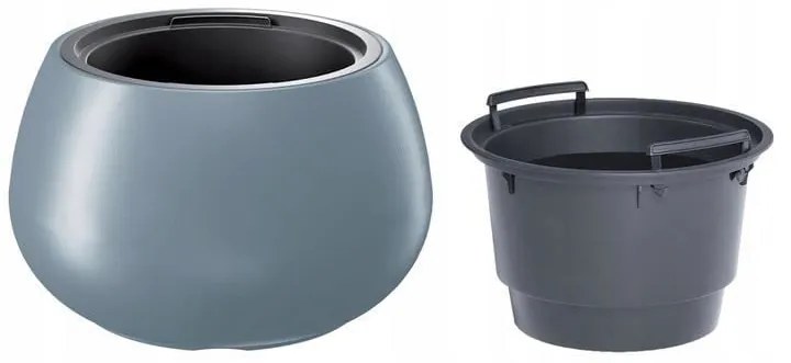 Ghiveci decorativ de flori, rotund, argintiu, 43.6x27 cm, Heos Bowl