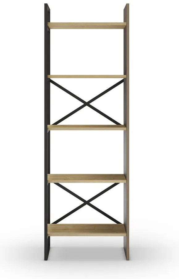 Bibliotecă în culoare naturală cu aspect de lemn de stejar 58x175 cm Ara – Marckeric