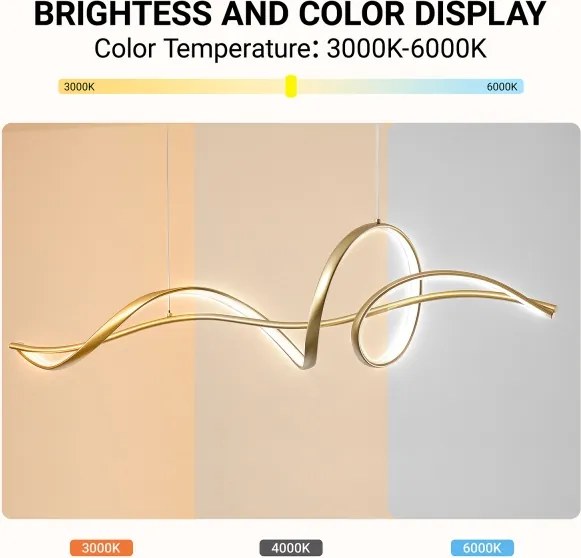 Brilagi - Lustră LED reglabilă pe cablu SIGNATURE LED/55W/230V 120x23 cm aurie + telecomandă