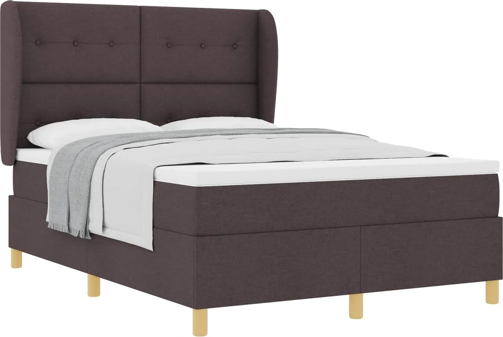 vidaXL Pat cu arcuri cu saltea Maro închis 200 x 160 cm țesătură