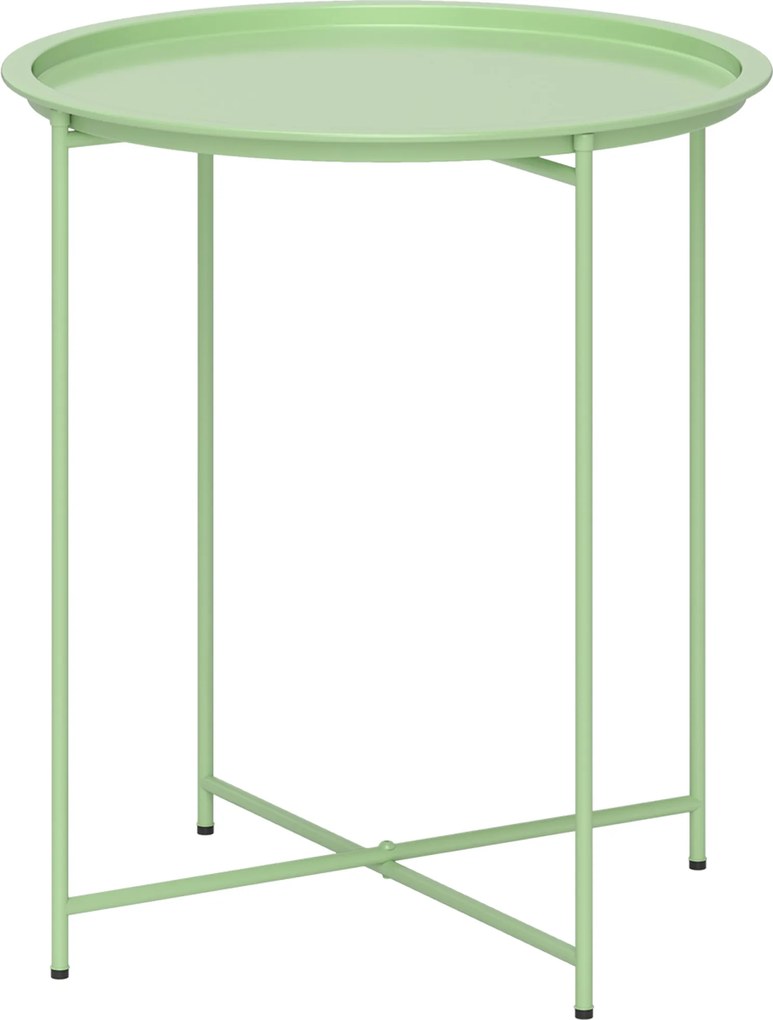 Outsunny Masă de grădină cu tavă detașabilă și picioare pliabile din oțel, Ø46x50 cm, verde | Aosom Romania