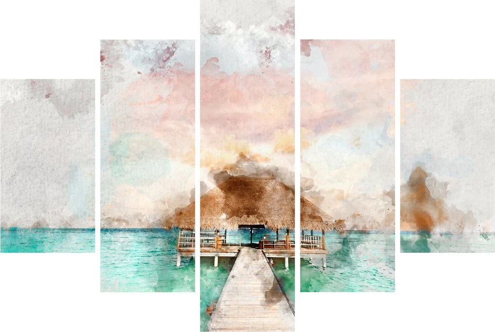 Tablou - Maldive, debarcader din lemn (150x105 cm)