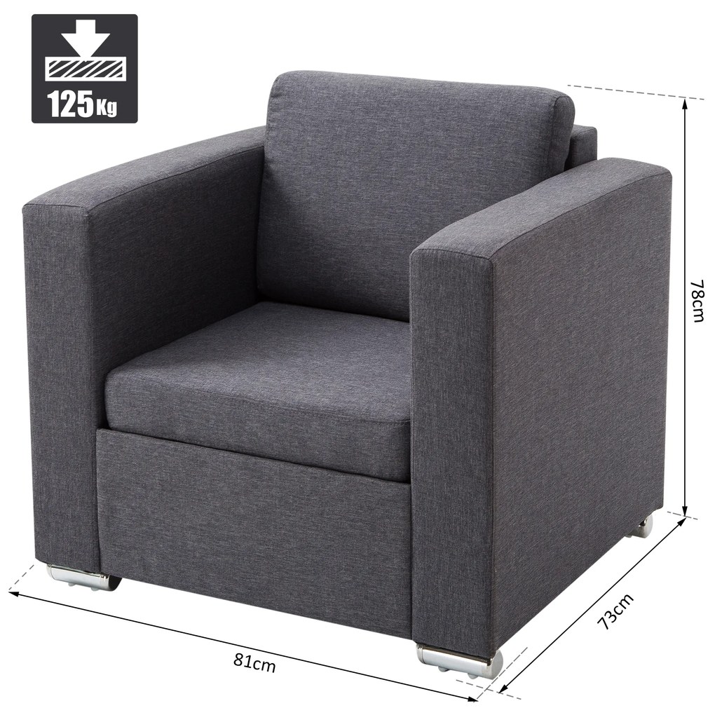 Homcom Fotoliu Modern cu Invelis in Tesatura Gri Inchis, 81x73x78cm