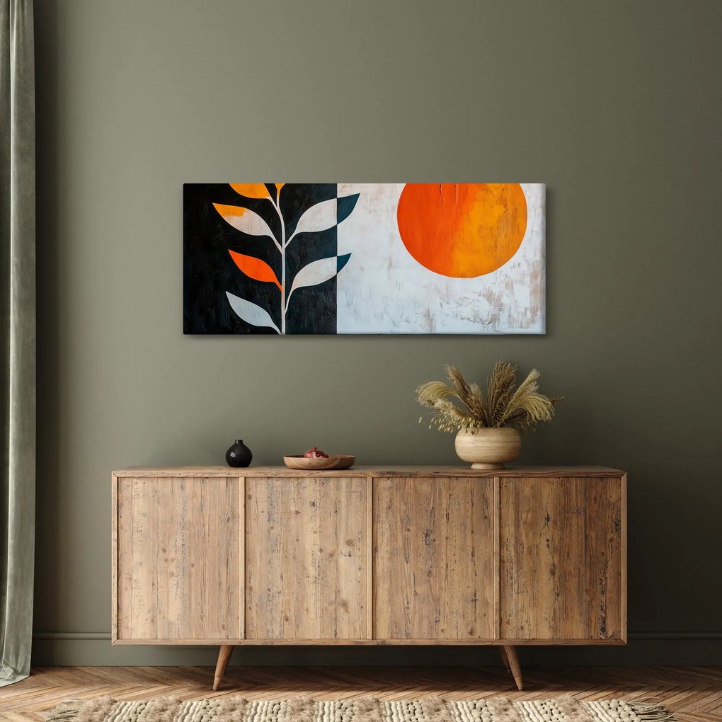 Tablou - Abstracție cu plantă și soare (120x50 cm)