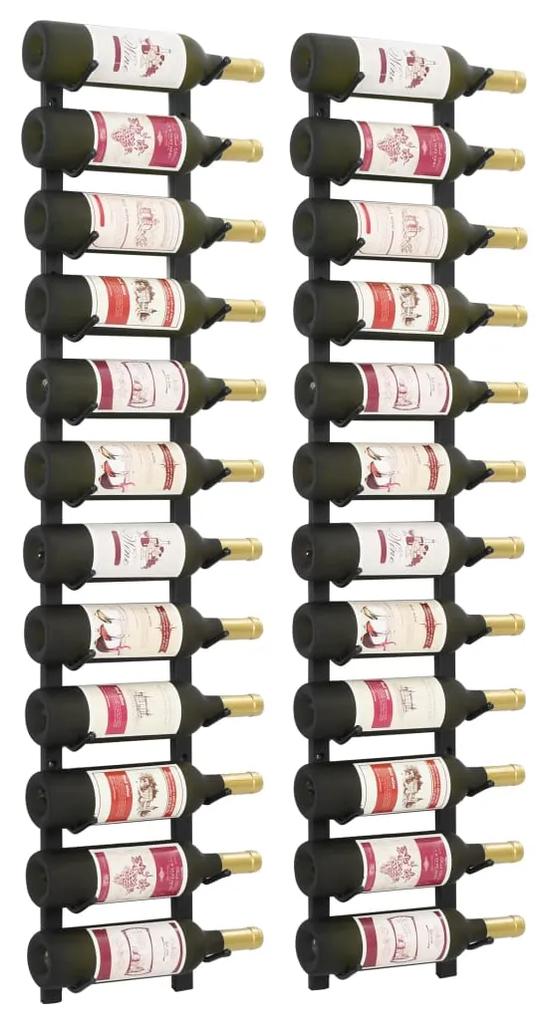 Suporturi vin montate pe perete, 12 sticle, 2 buc, negru, fier Negru, 2, 12