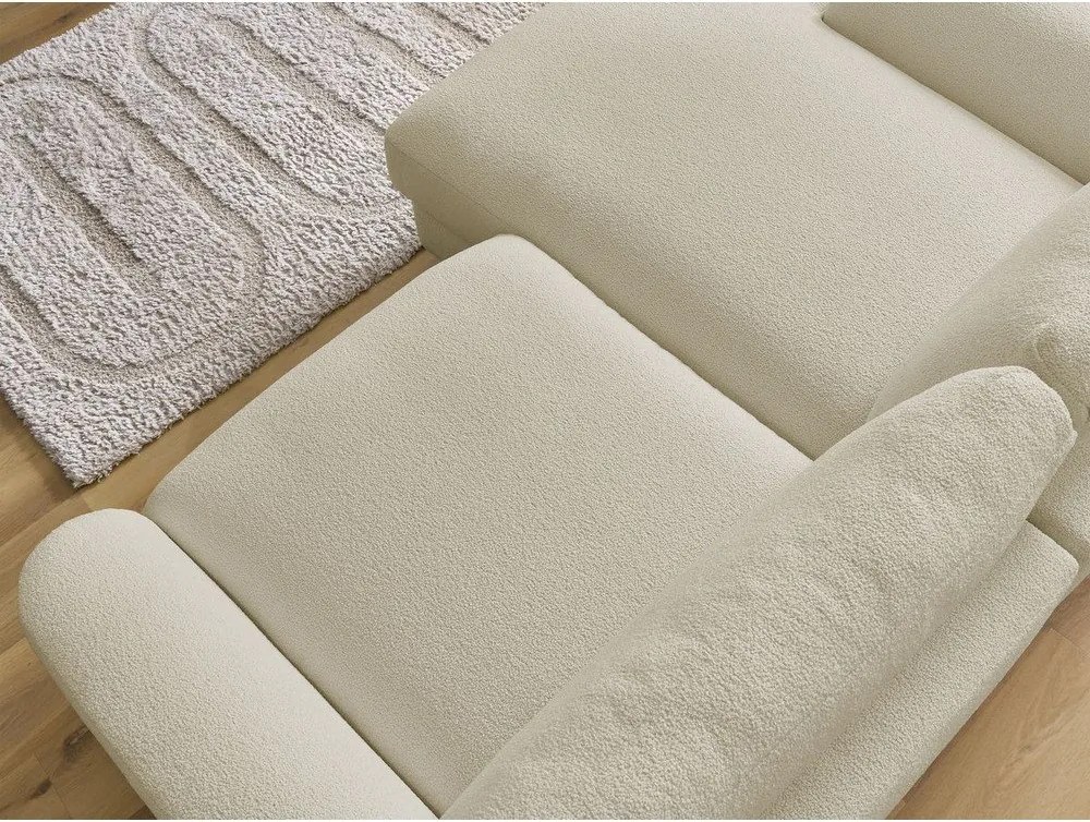 Colțar bej cu tapițerie din țesătură bouclé (cu colț pe partea stângă/cu șezlong) Leonore – Bobochic Paris