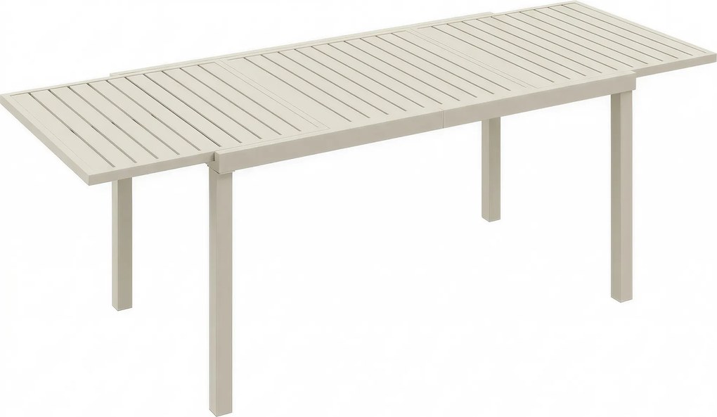 Outsunny Masă de Grădină Extensibilă pentru 6-8 Persoane, din Aluminiu cu Blat cu Lamele, Alb | Aosom Romania