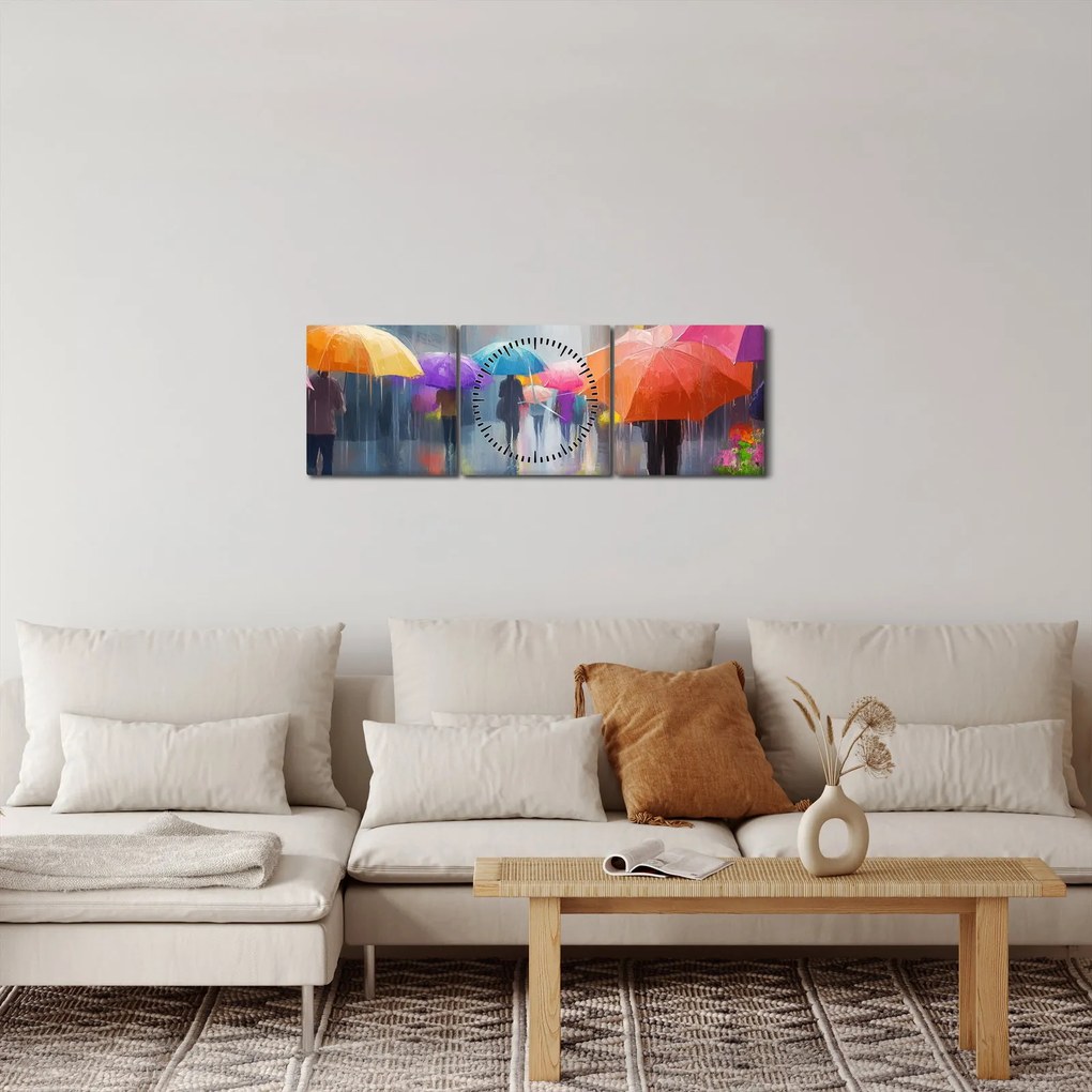 Tablou - Zi ploioasă (cu ceas) (90x30 cm)