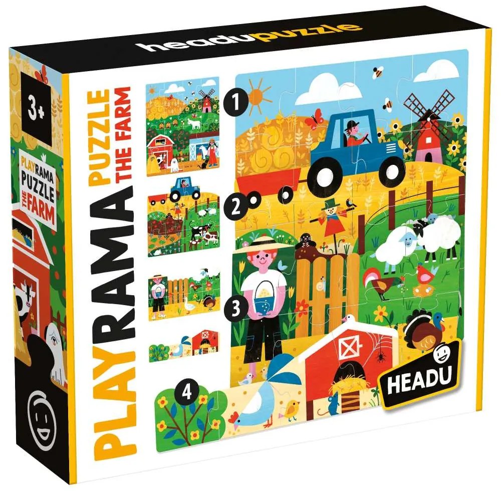 PUZZLE-URI STIVUIBILE AVENTURA LA FERMA PENTRU COPIII DE PESTE 3 ANI - HEADU (HE59032)