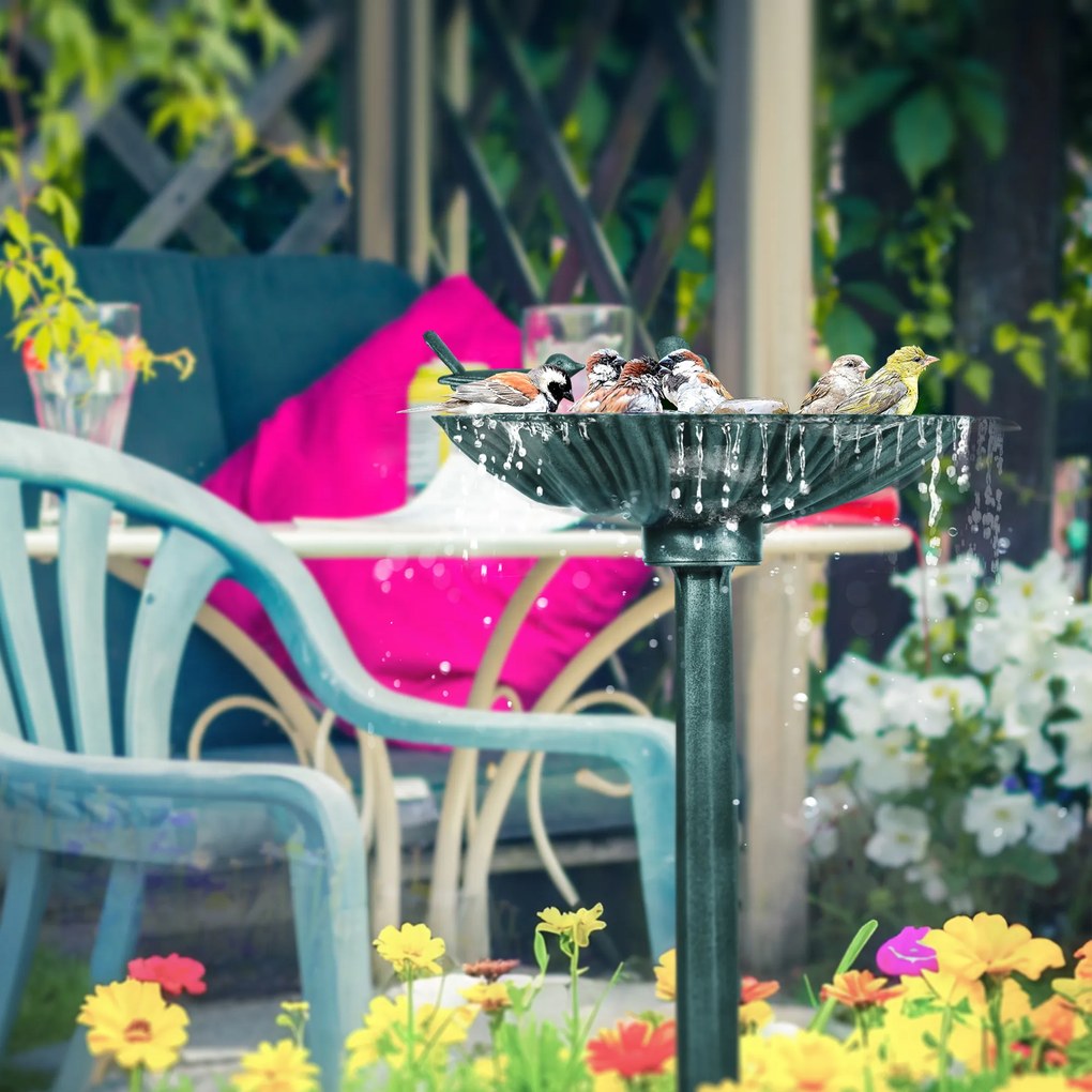 Outsunny Baie pentru păsări adăpătoare stil antic 81 cm cu bază jardinieră, hrănitoare și bazin pentru păsări pe picior, bronz verde | Aosom Romania