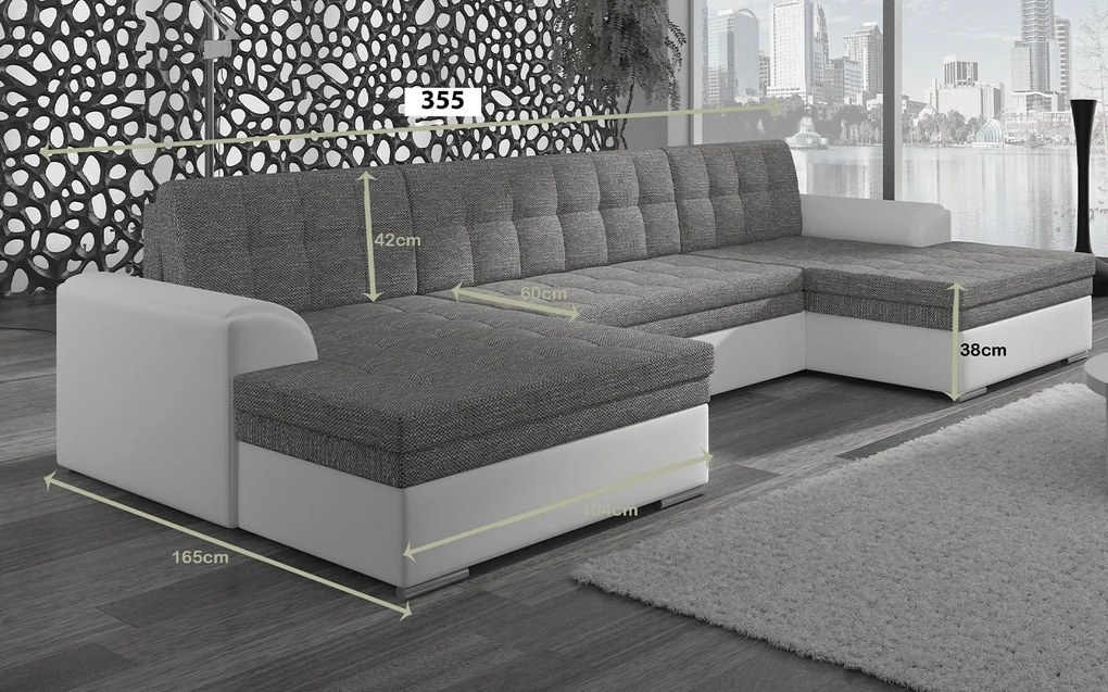 Colțar lemn masiv Formă U Extensibil Leyton 355x165cm Personalizabil