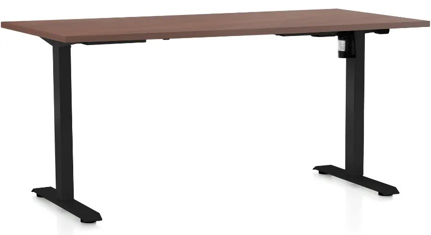Masa inaltime reglabila OfficeTech A, 160 x 80 cm, bază neagră, nuca