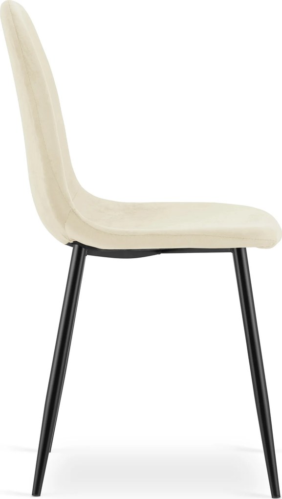 Scaun de dining PADVA VELVET cu picioare negre, bej deschis
