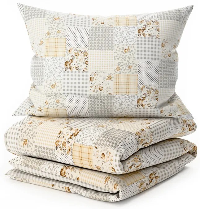 Lenjerie de pat din bumbac Renforce PATCHWORK bej Dimensiune lenjerie de pat: 70 x 90 cm | 140 x 200 cm