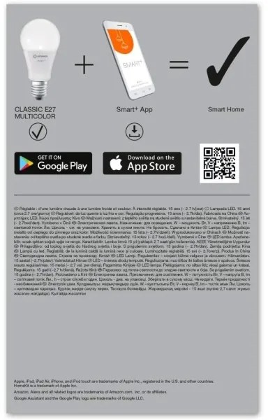 SET 3x LED RGB Dimming bulb SMART + E27/9,5W/230V 2700K-6500K - Ledvance