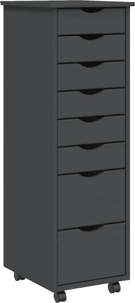 vidaXL Dulap rulant cu sertare MOSS, gri, lemn masiv de pin