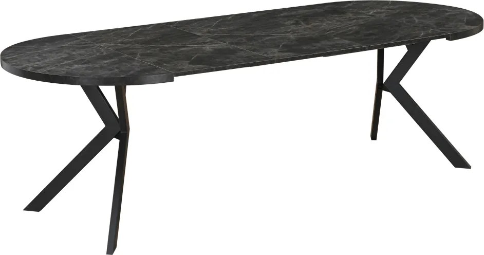 Masă de sufragerie extensibilă, beton închis/negru, 100-250x75,5 cm, LUKOS