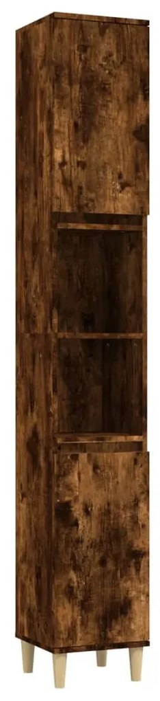 819793 vidaXL Dulap de baie, stejar afumat, 30x30x190 cm, lemn prelucrat