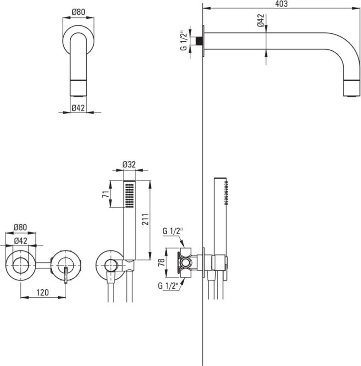 🚿 SILIA – Set de duș cu montare îngropată, pălărie de duș fixă, bronz periat (NQS_C0XK) 🛁