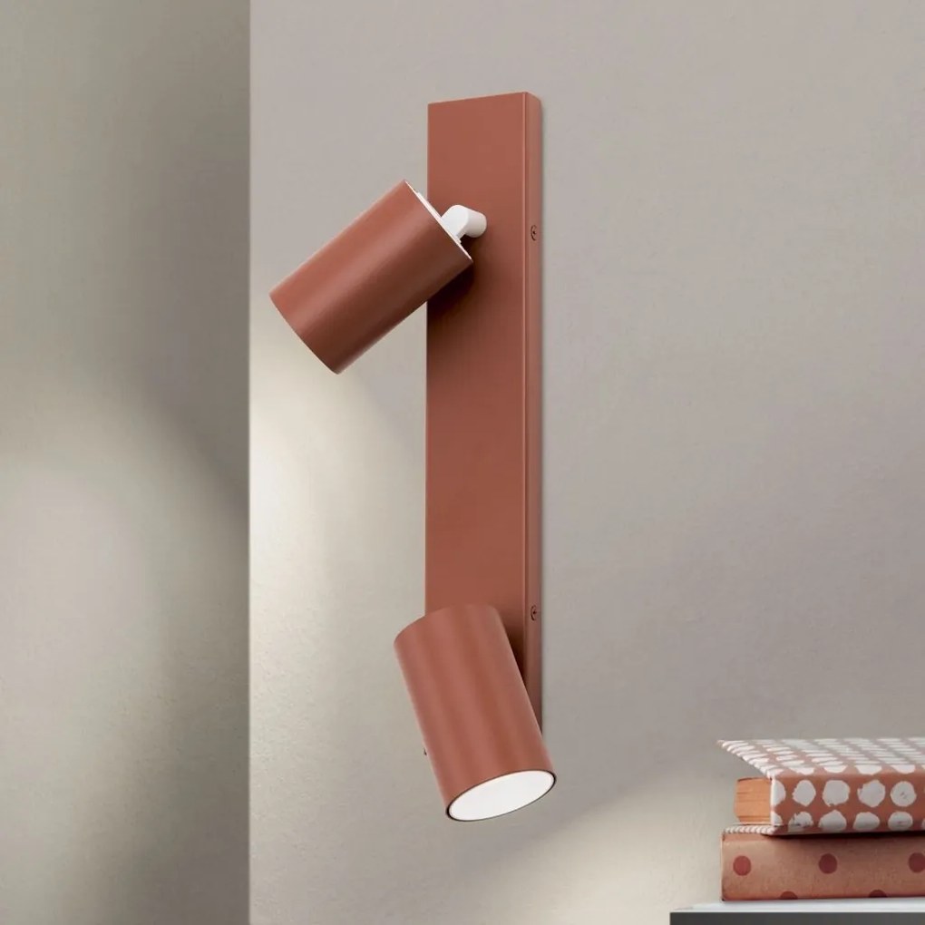 Aplica cu 2 spoturi directionabile stil minimalist PENN, rosu coral