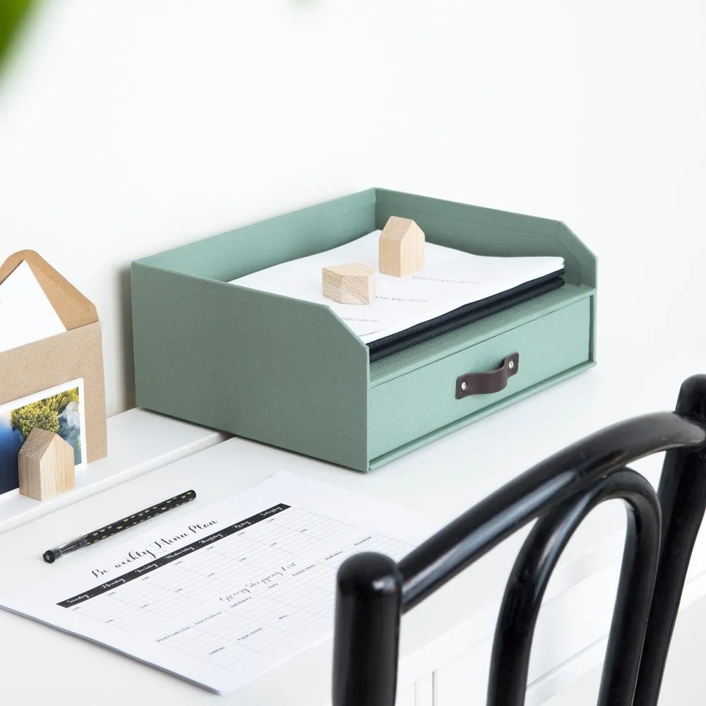 Organizator verde pentru sertar/pentru documente din carton Walter Canvas Paper Laminate – Bigso