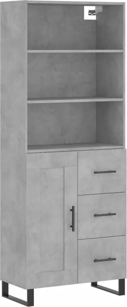 vidaXL Dulap înalt, gri beton, 69,5x34x180, lemn compozit