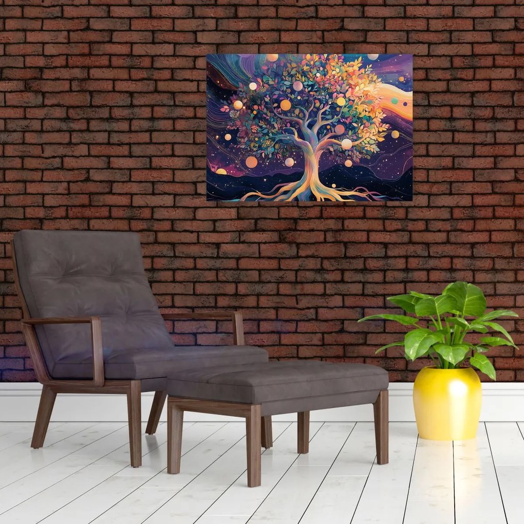 Tablou pe sticlă – Arbore violet plin de energie (70x50 cm)