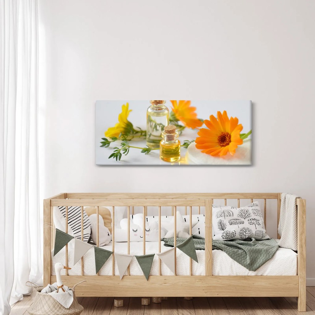 Tablou cu flori portocalii (120x50 cm)